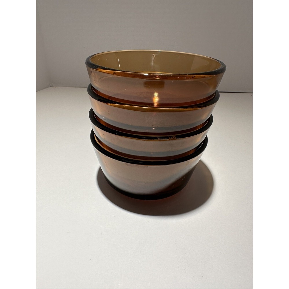Fire King Custard Cup Dish Ramekin 434 Amber Glass 6 oz Vtg Anchor Hocking Set5